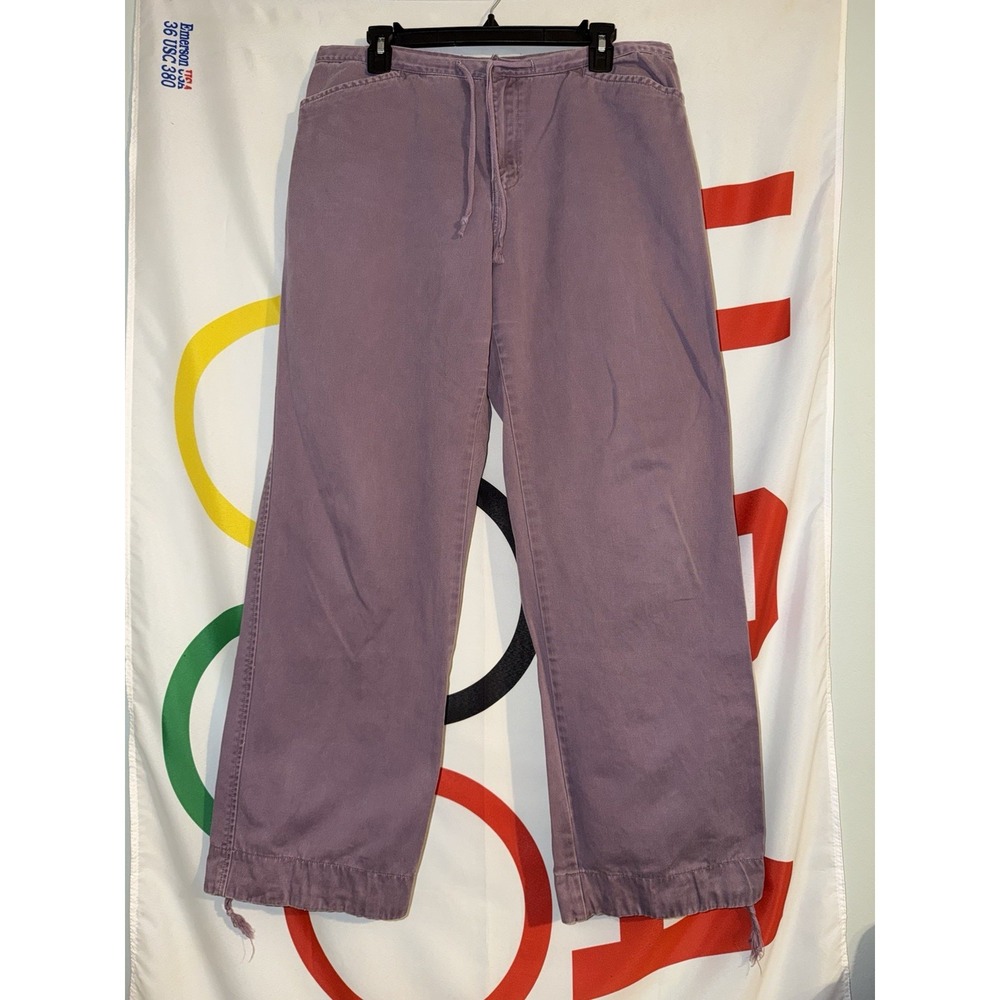 Vintage Abercrombie Pants Womens 10 Purple Wide Leg Trousers Drawstring 25 Issue